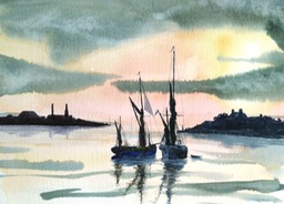 Spritsail Barges at Dusk_NJS